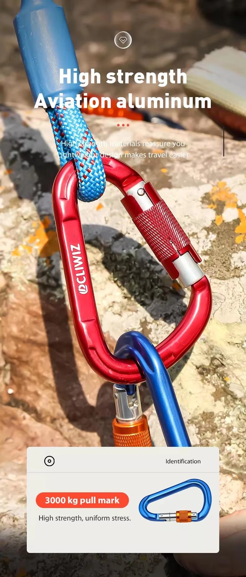 Other Aluminum Carabiner Customized D-shaped Lock for Climbing Equipment