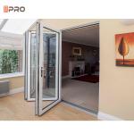 Soundproof aluminum folding door patio folding glass bi-fold door heat