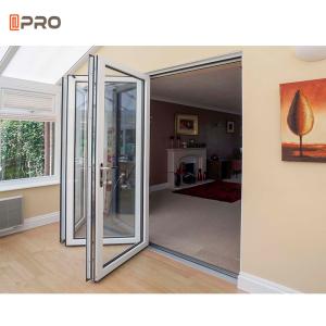 China Soundproof aluminum folding door patio folding glass bi-fold door heat insulation windproof aluminum screen door swing door factory