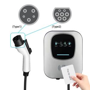 China Tesla 7 Kilowatts Swiping Card 220v Type 1 EV Charger With LED Screen factory