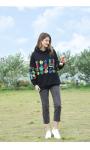 Plush Women Loose Pullover Sweater Hoodies Printed Cotton