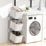 3 Tiers Japanese Bathroom Organizer Storage Rack With Woven Baskets