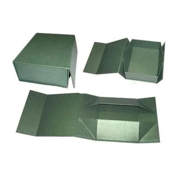 China Green Matte Foldable Paper Box Collapsible Rigid Box With Magnet factory