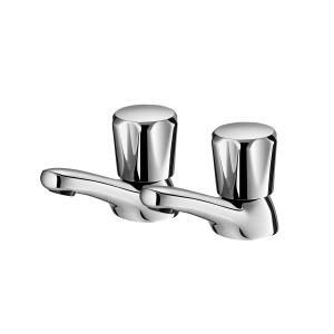 China Traditional Victorian Pair Of Basin Taps For Bathroom Sink Hot And Cold 1/2 Bath Brass Faucet, Polished Chrome Set Of 2 on sale