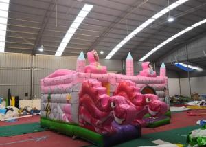 China Pink Dinosaur Girl Blow Up Houses For Birthday Parties / Jumping Castle House factory