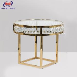 China ODM Crystal Pendant Gold Coffee Table Tempered Glass Countertop For Hotel on sale