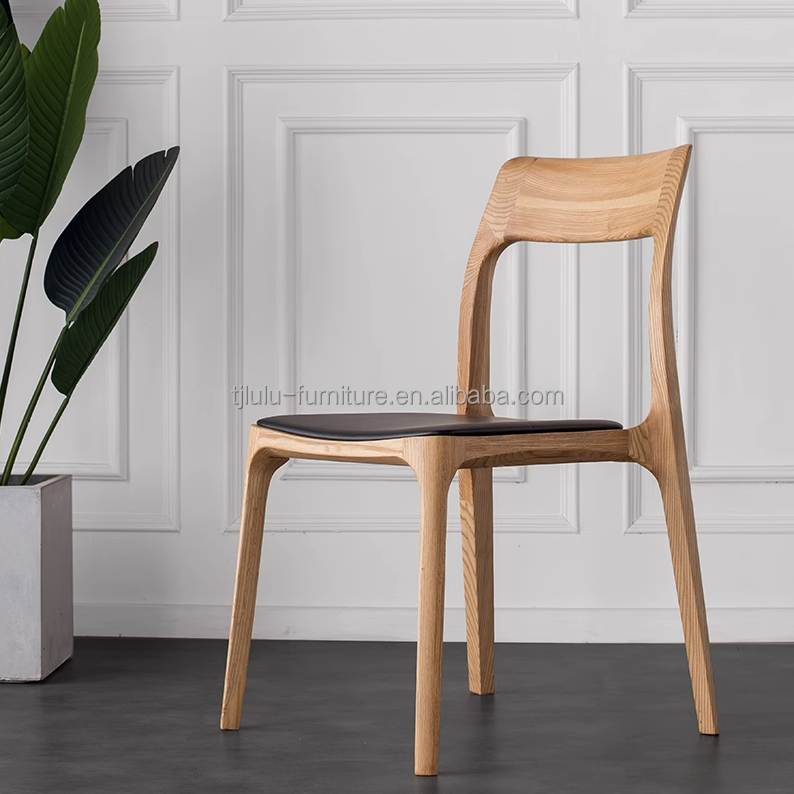 Nordic Stackable Wood Dining Chair for Hotel Restaurant General Home Furniture Mail Packing N