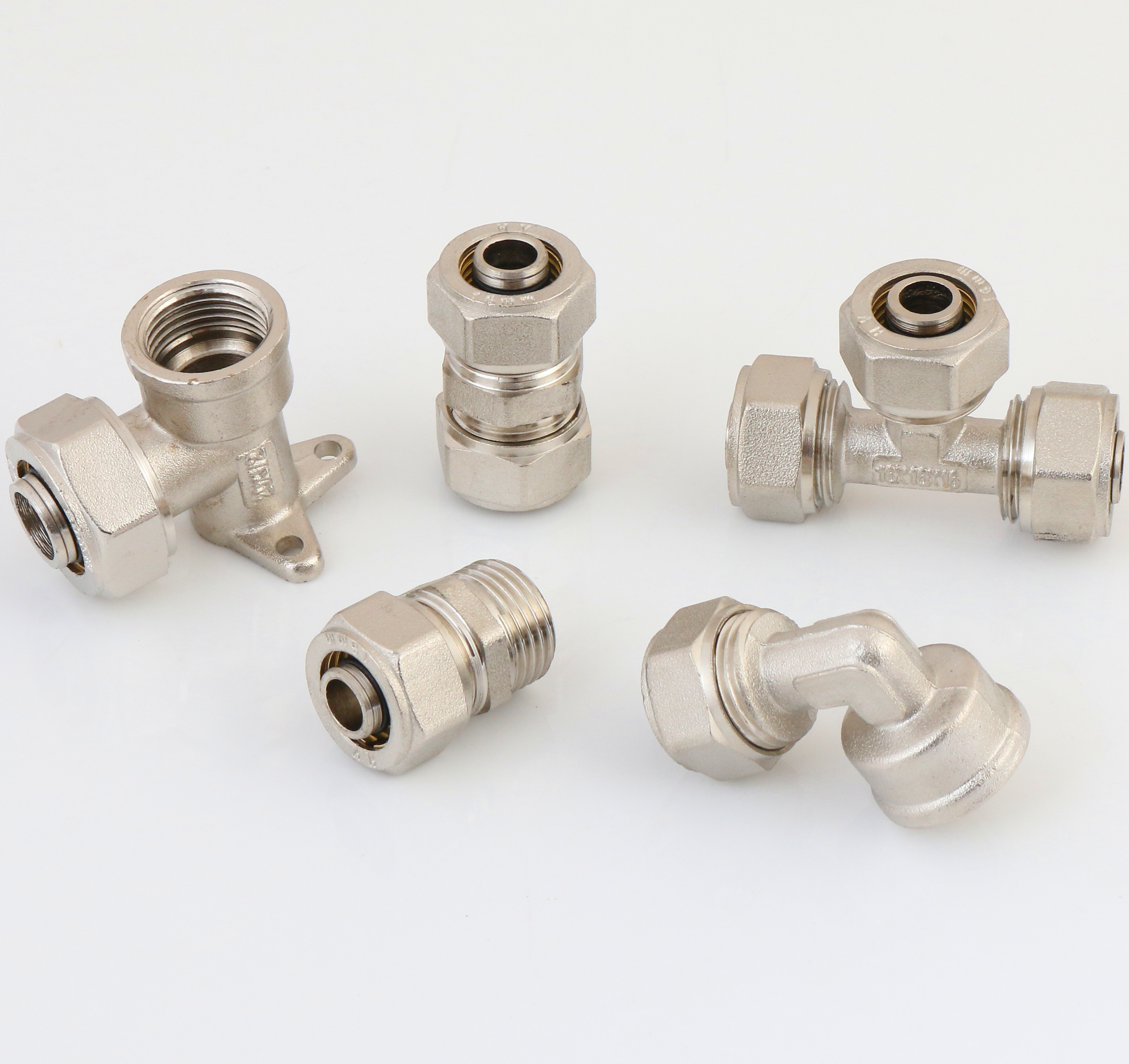 brass thread compression fittings Elbow Double connector for pex al pex plumbing pipe fittings