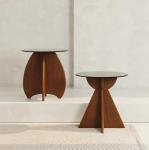 Solid Wood Round Side Glass Top Table Coffee Table For Living Room Design
