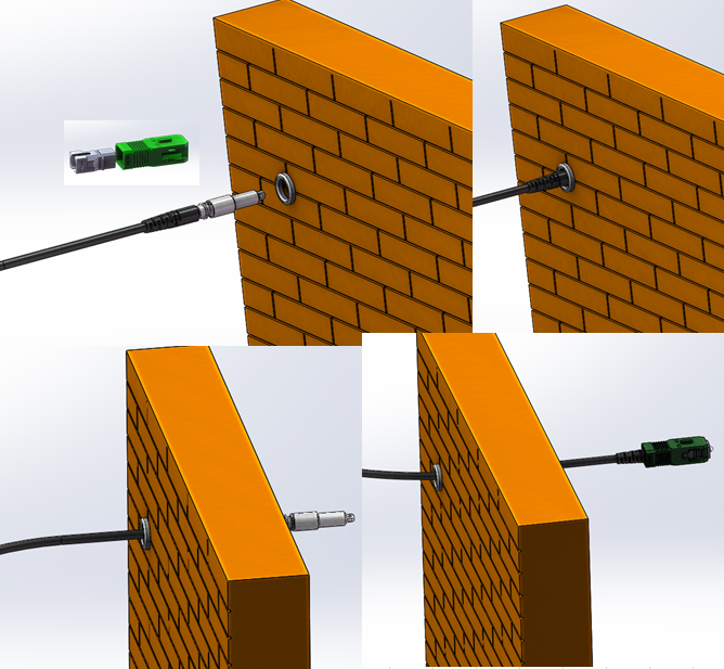 FTTH MTC/SC-SC/APC Pre-connectorized Push and Pull Drop Rush Cable Through Wall