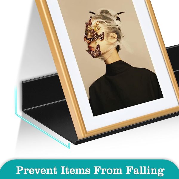 Stylish Matt Black Wall Mount Floating Metal Wall Shelf Bracket for Easy Installation