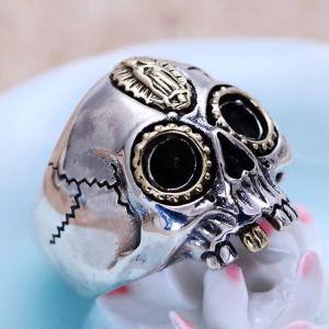 China Retro Jewelry 925 Silver Golden Two Tones Skull Mens Ring (XH056039W) factory