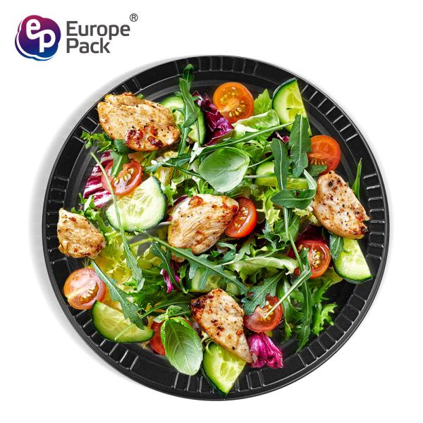 Europe-Pack eco friendly cornstarch biodegradable round black 10 inch fast food
