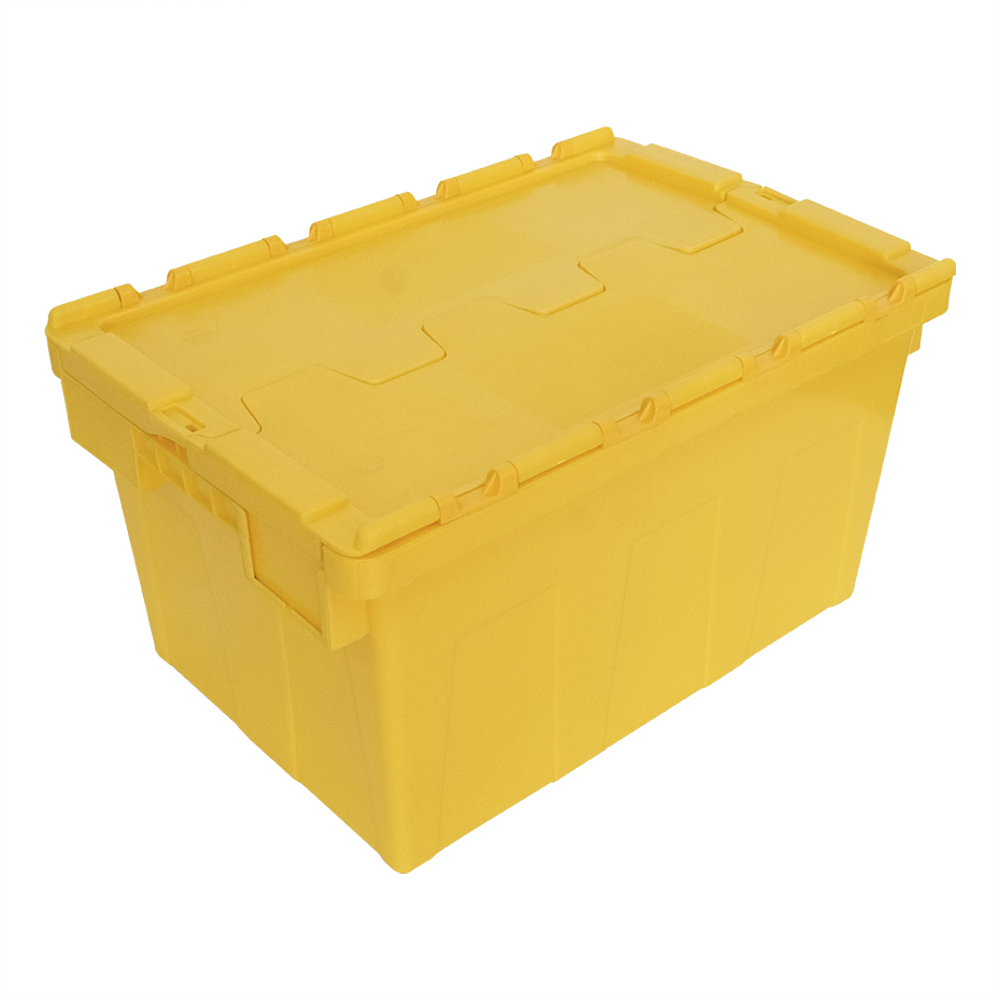 Customized Color Industrial Moving Box with Hinged Lid Plastic Nestable Container