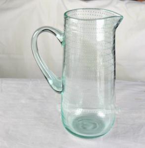 China Recycle Green Spiraling Bubbles Glass Water Pitcher , Large Glass Pitcher factory