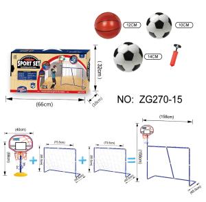 China 3 In 1 Portable Kids Soccer Goal with Basketball Hoop Kit indoor outdoor games factory
