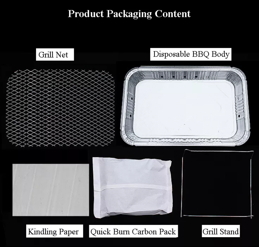 Outdoor Camping Portable Disposable Charcoal BBQ Grill with Design and 32X24X6cm Size