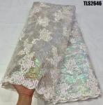 Fancy Sequin Embroidery Mesh French African Lace Fabric for Ceremony Dress Abaya