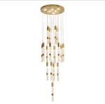 LED 3W Aluminium Rotating Stair Crystal Pendant Light Linear Shape D35*580mm
