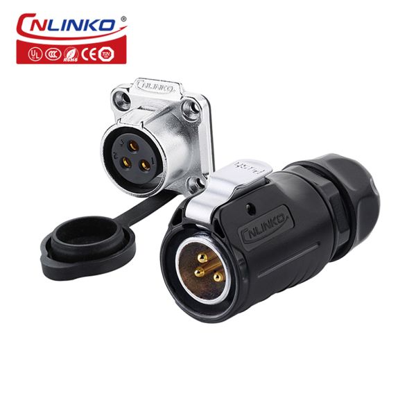 China Cnlinko Connector M20 High Current Battery Connector 3 Pin Plastic and Metal IP68 Waterproof LED Connector factory