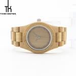 Auto Date Maple Wood Watch / Japan Quartz Wood Womens Watches Repeater