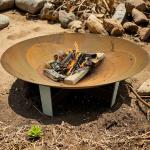 Manual Ignition Rustic Red Steel Fire Pits Metal Steel Fire Bowl Outdoor