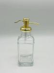 Clear Glass Bath Accessories Set Square Shape With Gold Apothecary Head Glass