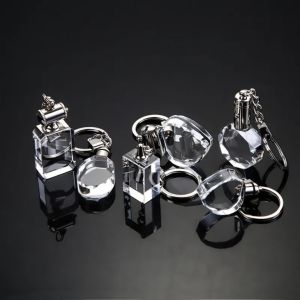 China Honor Of Crystal High Quality Blank K9 Crystal Led Keychain For 2D/3D Laser Engraving 3d Laser Crystal Keychain on sale