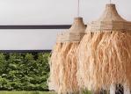 Rattan Chandelier Hotel Restaurant Straw Hat Lamp for Bedroom