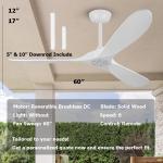 3 Wooden Blade Modern LED Ceiling Fans Indoor Outdoor Patio Ceiling Fan 60 Inch