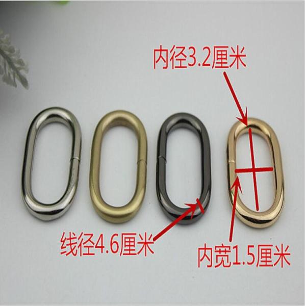 High quality cheap 32 mm anti brass color oval shape iron wire ring for bag