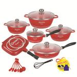 Wholesale Top Seller Multifunction 23pcs Red Cooking Pot Set Non Stick Ollas Non