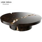 3ft 4ft Black White Round Natural Stone Top Coffee Tables For Kitchen Crack