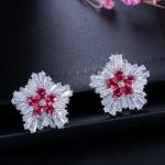 Flower Stud Earrings Women Luxury Shiny CZ Earring Fashion Contracted Wedding