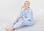 Ladies Brushed Printed Polyester Cotton Button Through Long Sleeve Top Lace
