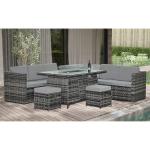 Leisure Outdoor Steel Tube Frame AJUNION Wicker Rattan Garden Set with Fire Pit