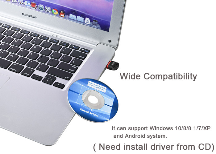 5VDC EDR 5.0 Bluetooth Dongle For Desktop Windows 10 33ft Transmission Range