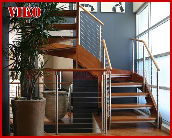 Steel Cable Stair VK74SC Treed Beech Handrail 304 Stainless Steel Aluminum