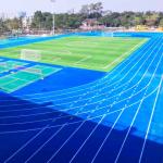 Iaaf Approved Standard Sky Blue Spray Coated Sandwich Athletic Rubber Running