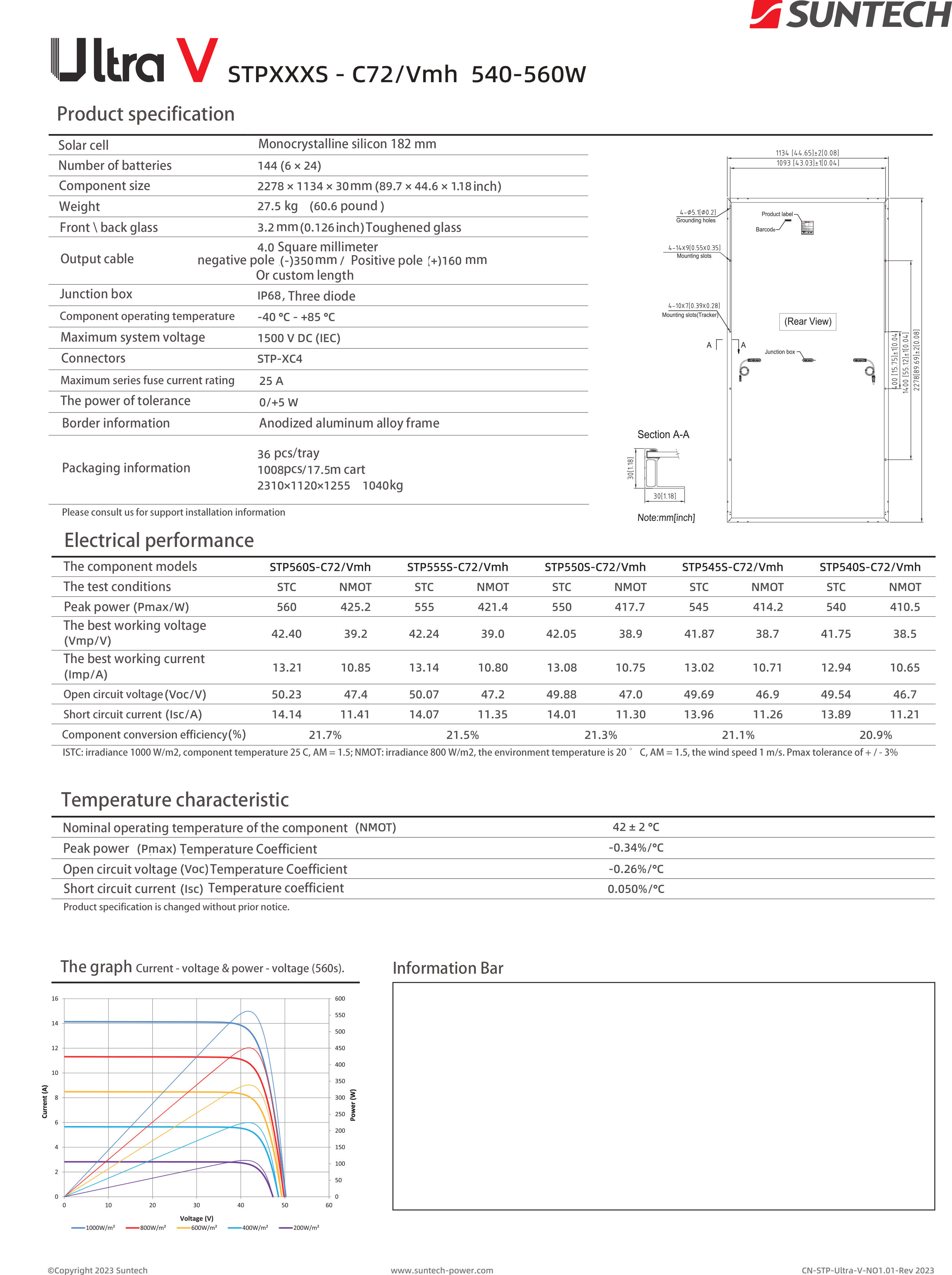 Suntech Ultra V Half Cells Solar Photovoltaic Panels 540W 545W 550W 555W 560W