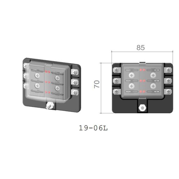 Durable 6 Way 30A Automotive Fuse Box With Relay PBT Base Plastic Cover