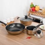 6 Pieces Red Cast Iron Cookware Set Nonstick Soup Pots For Kitchen