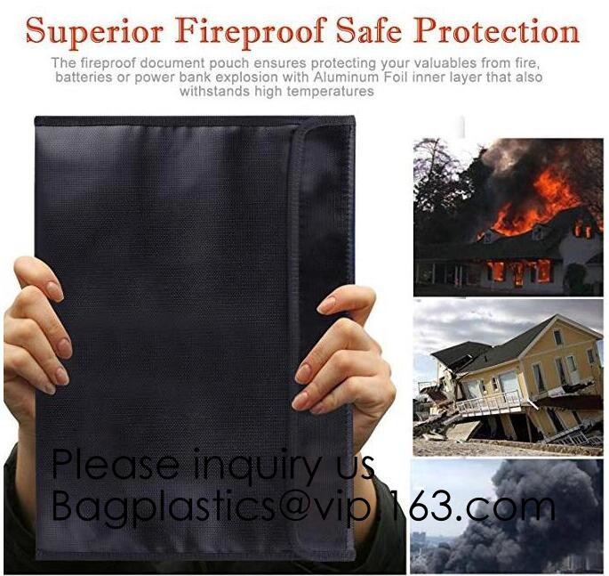 Silicone Coated Fireproof Bag A4 Fireproof Document Holder Case Fire Resistant Money Purse,Heavy Duty Safe Fireproof Bag