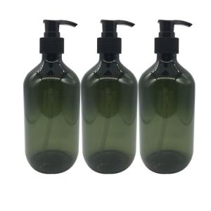 China 500ml Green PET Amber Boston Round Glass Bottles For Shampoo Liquid factory