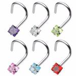 Prong Set Zircon Nose Screw Rings Piercing Nose Studs Body Jewelry 20g Star