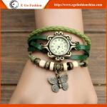 Butterfly Pendant Watches Unisex Watch Long Leather Strap Watch Quartz Analog