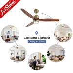 1stshine LED Ceiling Fan with Antique Brass and Solid Wood Dimmable 3 Color LED