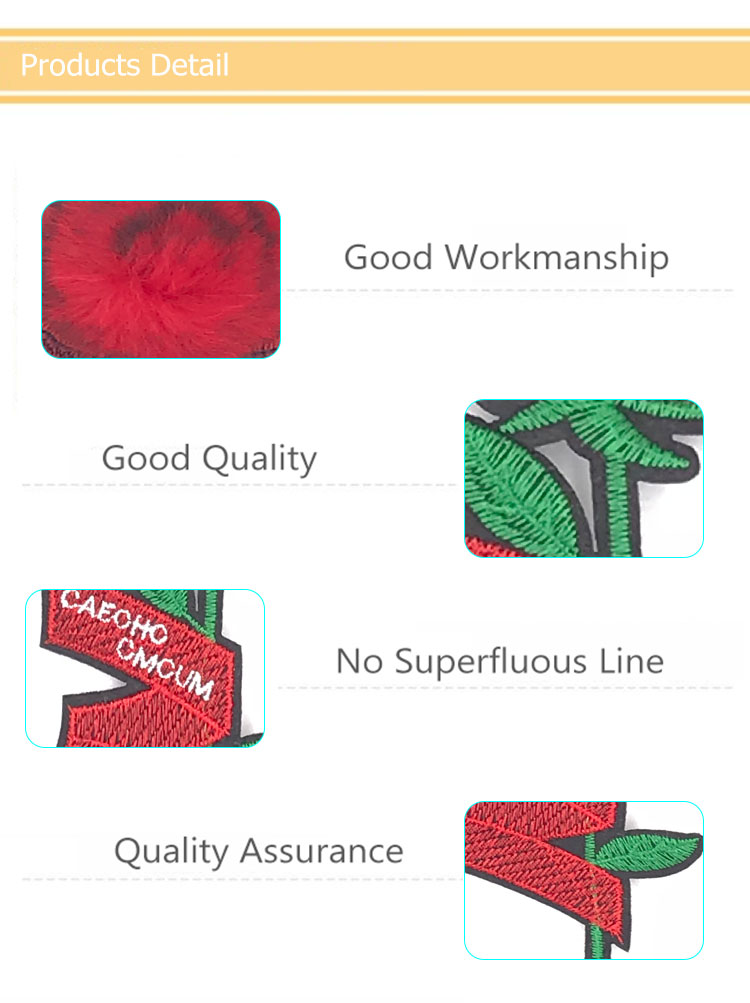 Red 3D Flower Embroidery Patches , Floral Patches For Clothes Accessoires