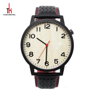 China Big Dial Round Mens Stainless Steel Watch With Japan Movement Black factory
