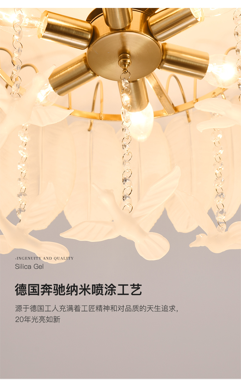 Creative Glass Feather Chandelier Modern Living Bedroom Kitchen Island Hanging（WH-CY-252）